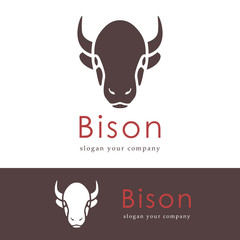 Abstract silhouette of a head bison. Animals logo design template. 