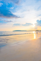 Fototapeta na wymiar Beach with Sunset at Krabi, Thailand