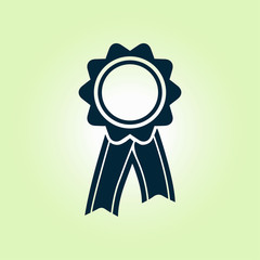  Badge with ribbons icon. Award rosette with ribbon simbol.