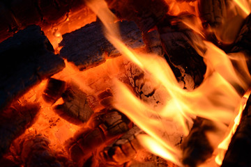 Flames and sparks of a burning fire as the background