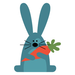 Blue bunny with carrot