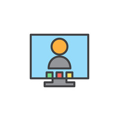 Video Conference filled outline icon, line vector sign, linear colorful pictogram. Symbol, logo illustration. Pixel perfect