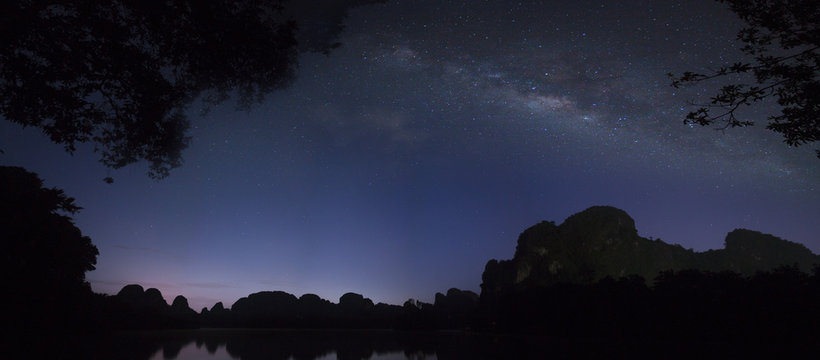The Milky Way in the middle of the night in krabi thailand.