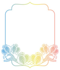 Gradient label with decorative flowers. Copy space. 