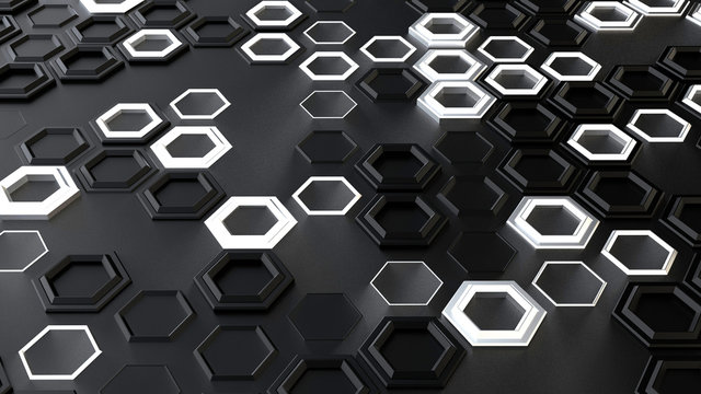 Abstract technological hexagonal background