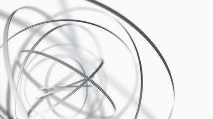 Abstract 3d render of sphere  with white rings, futuristic concept