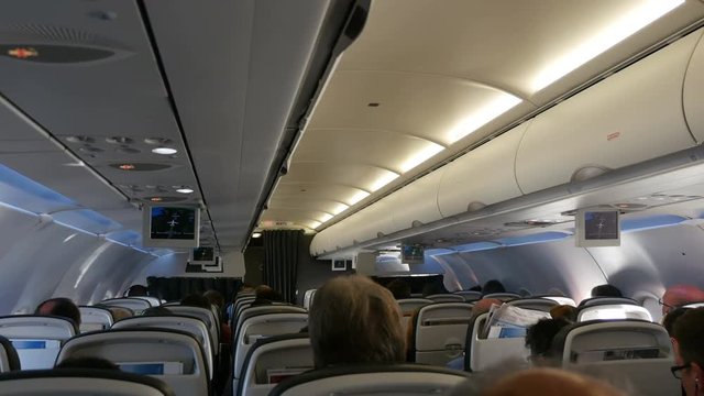 High quality video of airplane cabin in 4K