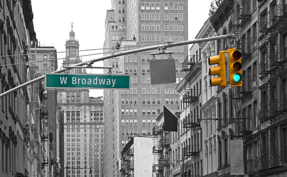 West Broadway street sign in New York, USA