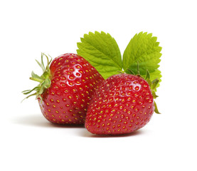 Strawberries with leaves