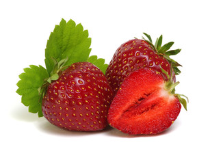 Strawberries with leaves
