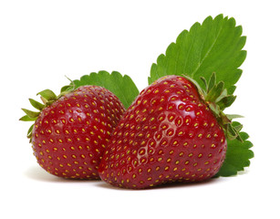Strawberries with leaves
