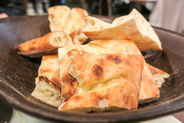 Slices pita bread, Popular turkish food. Istanbul, Turkey.
