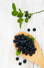 Blueberries on a old wooden background