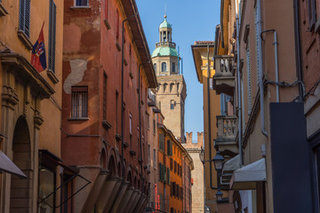 Fototapeta na wymiar Medieval streets of Bologna old town, Italy