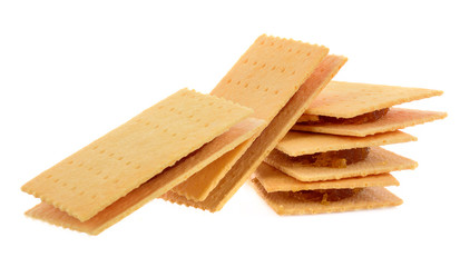 biscuits, filled with pineapple jam isolated on white background