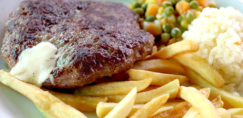 Beef or meat barbecue burger in a plate