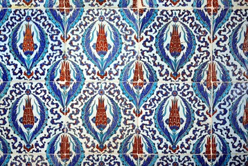 Ancient Ottoman patterned tile composition.