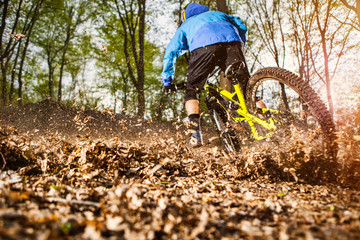 Fototapeta premium man riding a mountain bike