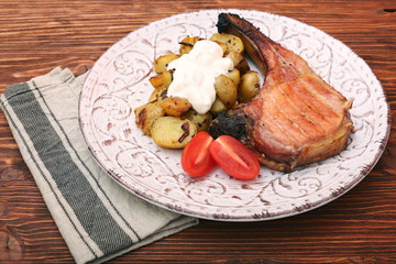Pork Chop with potatoes and vegetable