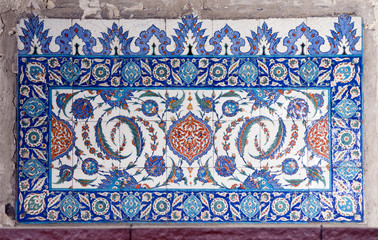 Ancient Ottoman patterned tile composition.