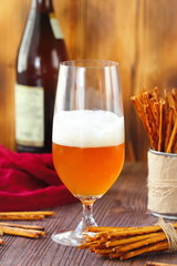 Beer and salted sticks