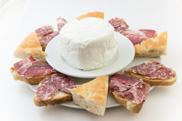 Appetizer with ham salami  ricotta