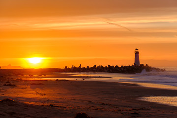 Santa Cruz Breakwater Light (Walton Lighthouse) at sunrise