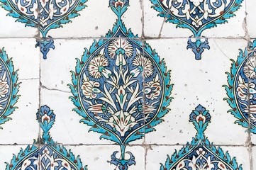 Ancient Ottoman patterned tile composition.