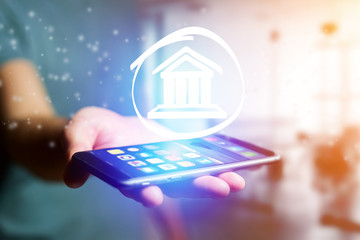 Justice icon going out a smartphone interface - technology concept