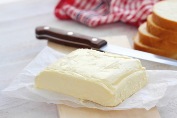 Fresh butter on the wooden table