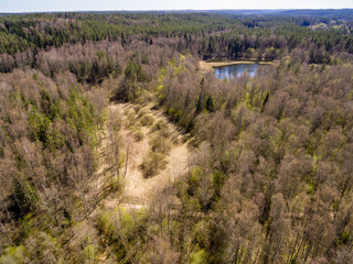 Fototapeta premium drone image. aerial view of rural area with fields and forests