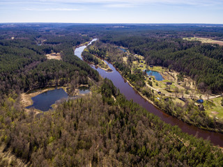 Fototapeta na wymiar drone image. aerial view of river Gauja