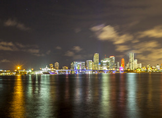 Miami city skyline panorama at dusk