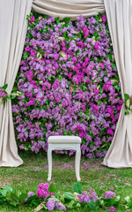 Dekoration für eine Hochzeit - Flieder - Blumen - Wand - Floristik - Fest