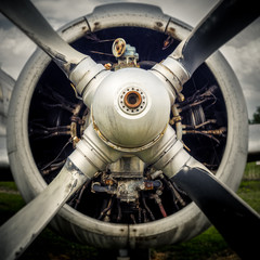 The propeller of an old airplane