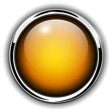 Button shiny orange, chrome metallic