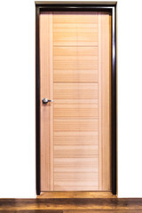 wooden door on isolated