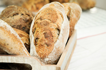 Mixed rye-wheat whole grain homemade sourdough bread