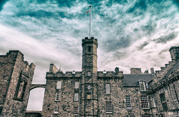 Naklejka premium Edinburgh castle in Scotland, Great Britain, United Kingdom.