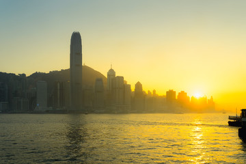 Cityscape and skyline at victoria harbour in hong kong city.
