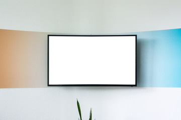 Blank TV Orange Blue Lines Office Environment White Isolated Space