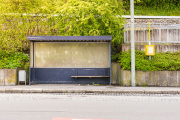 Bus Stop Sunny Empty Landscape Germany European City Urban Waiting Silent