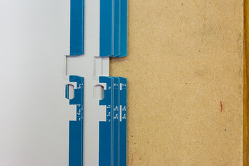 Offset Plate Grip Marks Passer Wooden Board Background Metal Printing Industry Equipment