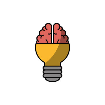 bulb brain icon over white background. colorful design. vector illustration