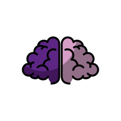 purple brain icon over white background. vector illustration