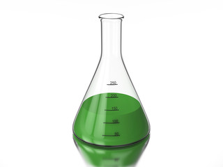 3D rendering illustration chemistry bulb with a green liquid