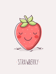 Cute Strawberry Fruit Character. 