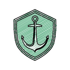 emblem with anchor icon over white background. vector illustration