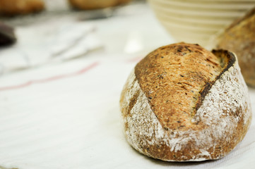 Mixed rye-wheat whole grain homemade sourdough bread