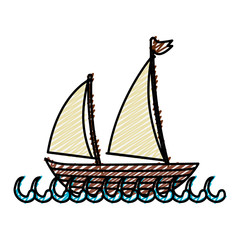 sailboat icon over white background. colorful design. vector illustration